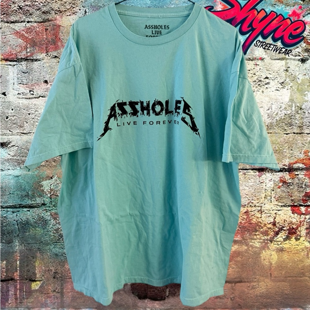 Graphic Tee in Light Blue A$$holes Live Forever